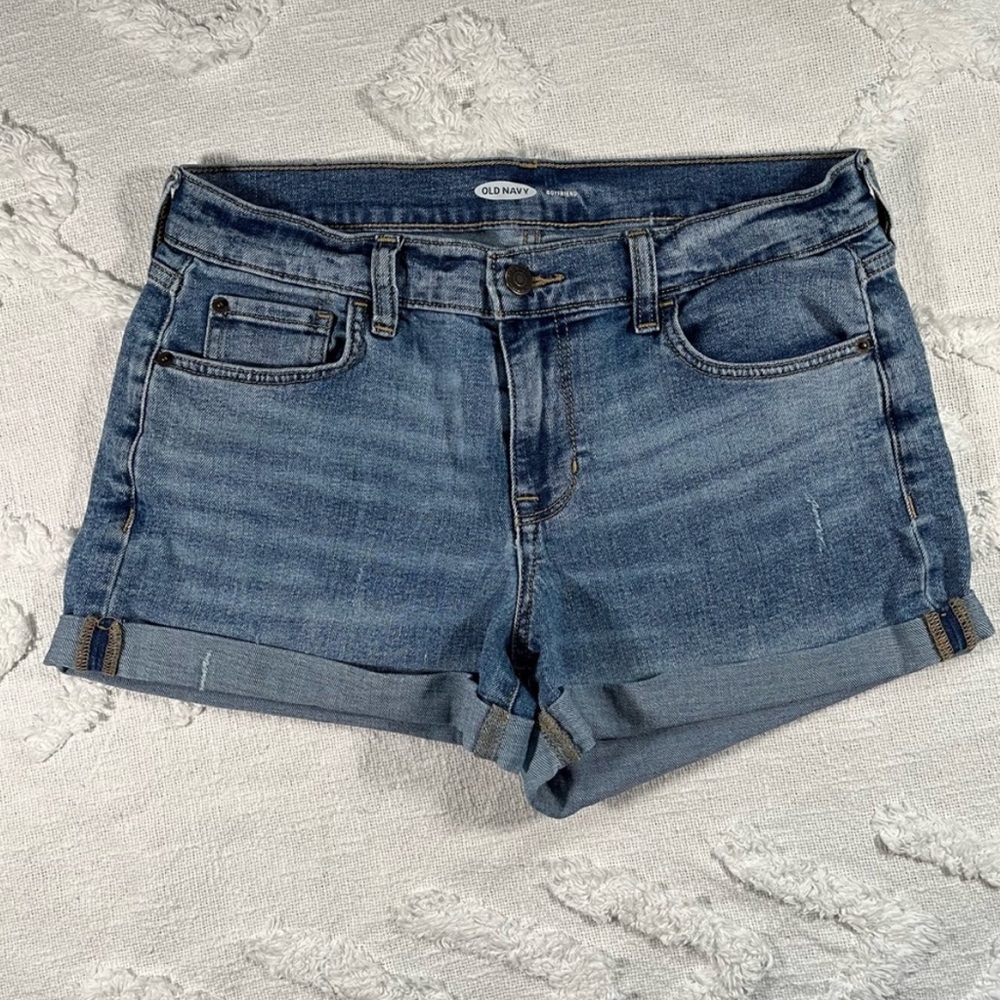 Old Navy Boyfriend Short Size 4 Cuffed Hem Medium Blue Wash